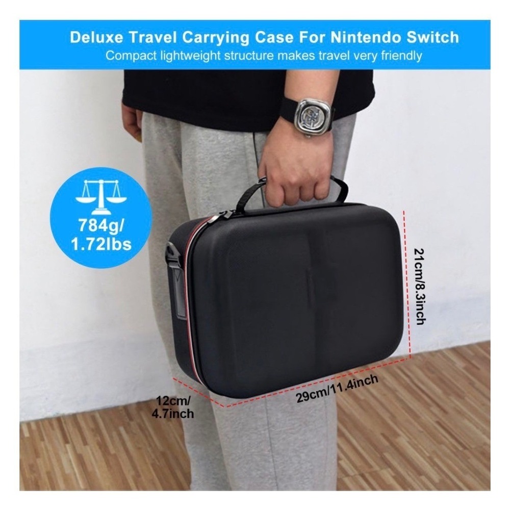 Deluxe Nintendo Switch 1,2 Travel Carrying Case Hvy Duty Hard Shell Shoulder Bag - Picture 4 of 8